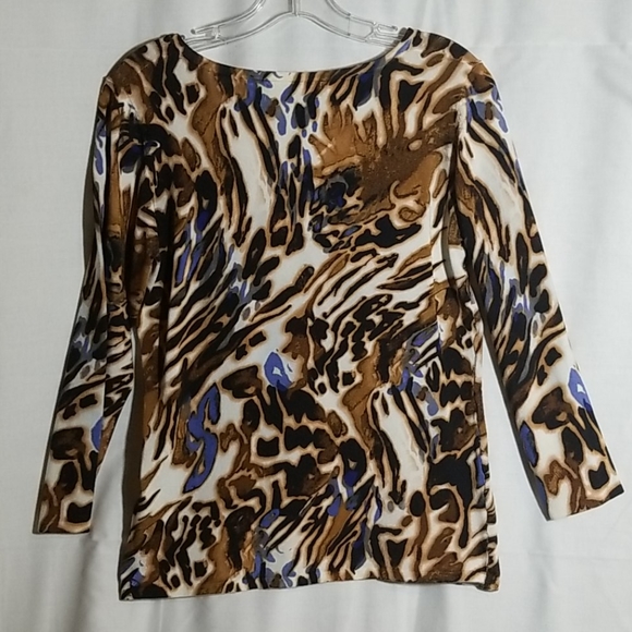 Boat neck Jones of NY water color print sweater. - Picture 3 of 4